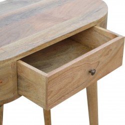 Chester Small Rounded Console Table - Oak  Open Drawer Detail