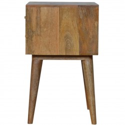 Mixed Wood Two Drawer Bedside Table - Oak Side View