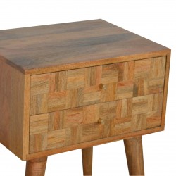 Mixed Wood Two Drawer Bedside Table - Oak Top Detail