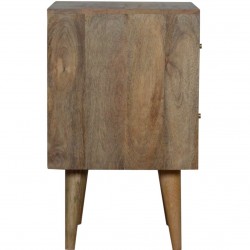 Mixed Wood Two Drawer Bedside Unit - Oak Side View