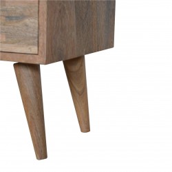 Mixed Wood Two Drawer Bedside Unit - Oak Leg Detail