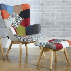 Multi-colour patchwork chair and stool Mood Shot