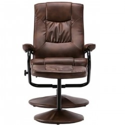 Sloan Swivel Chair and Footstool in tan, front view