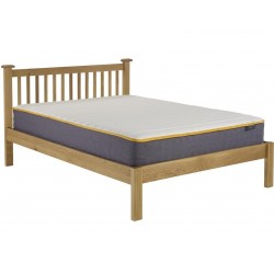 Coleby Solid Oak Bed frame with mattress angle shot