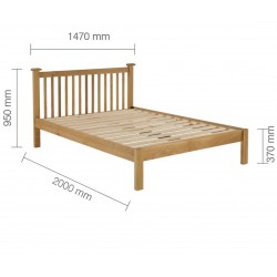Coleby Solid Oak Double Bed - Dimensions