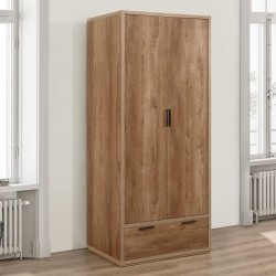 Egdon 2 Door Combination Wardrobe in rustic oak, mood shot angle view