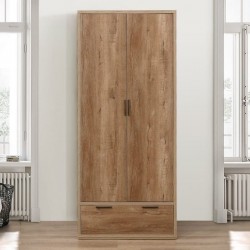 Egdon 2 Door Combination Wardrobe in rustic oak, mood shot front view