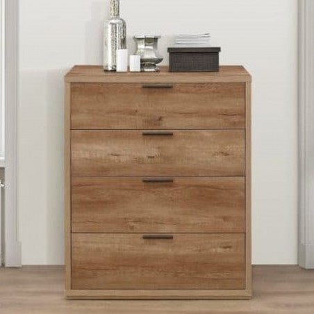 Egdon 4 Drawer Chest in rustic oak, mood shot front view