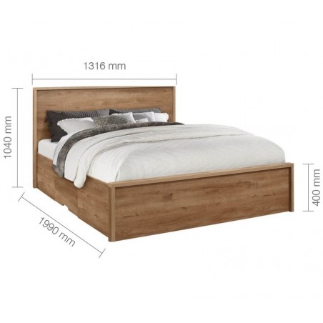 Egdon Bed Frame in rustic oak,  Small Double Dimensions