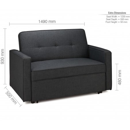 Otter Medium Sofa Bed - Dimensions