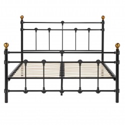 Alta Vintage Style Metal Double Bed - Black Front View