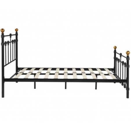 Alta Vintage Style Metal Double Bed - Black Side View