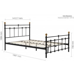 Alta Vintage Style Metal Double Bed - Double Dimensions