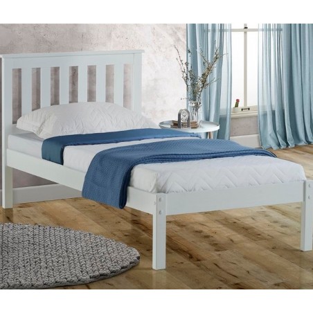 Denbar Wooden Bed Frame Single White  Angled view