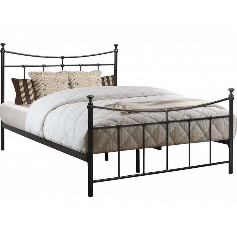 An image of Emma Vintage Style Metal Bed - Black - Double