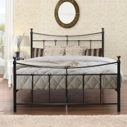 Emma Vintage Style Metal Bed Double -Black Front View