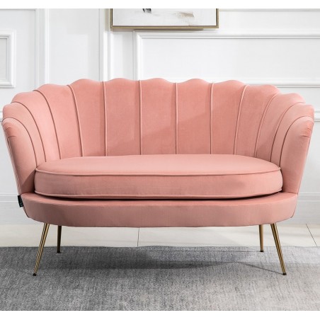 Ariel Two Seater Sofa - Coral front Mood shot