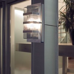 Buena Modern Geometric Wall Light - Galvanised with Clear Glass Mood Shot 2