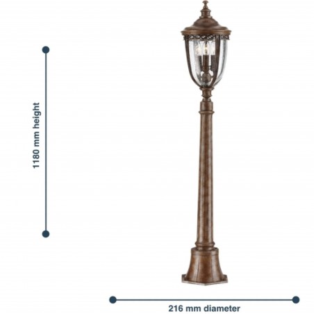 Takeley 3 Light  Pillar Lantern - Dimensions