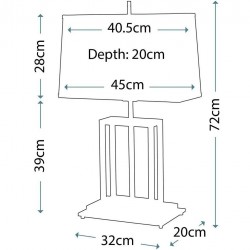 Mendon Modern Rectangular Table Lamp Dimensions