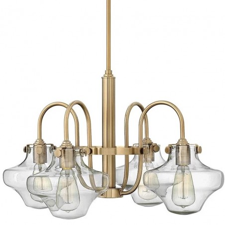 Noxen Clear Glass 4 Arm Chandelier Brushed caramel Shade Detail