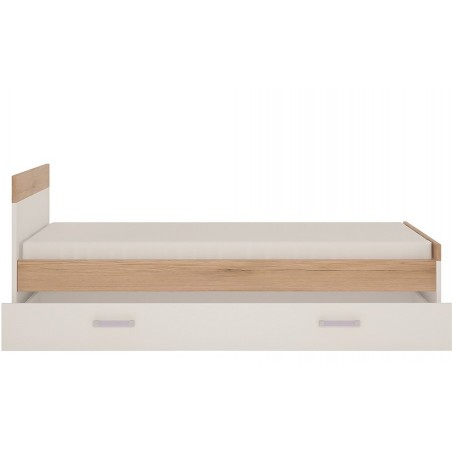 Ari Single Bed With Under Drawer With Lilac Handles Side View