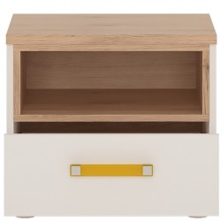 Ari 1 Drawer Bedside Cabinet with orange handle, Front View