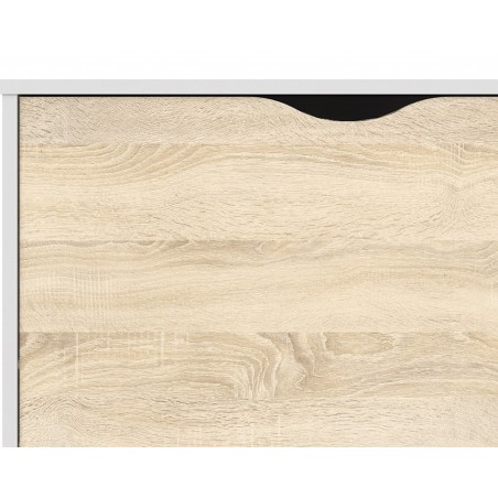 Asti Wide TV Unit in White and Oak Front Detail