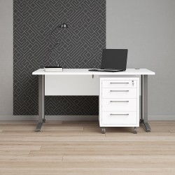 Prima  Office Desk White /grey Mood Shot 2