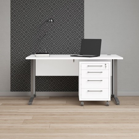 Prima  Office Desk White /grey Mood Shot 2