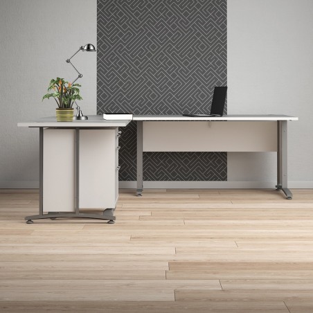 Prima  Office Desk White /grey Mood Shot 3
