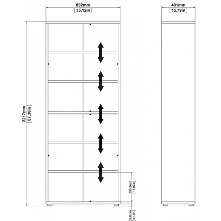 Prima Bookcase - Overall Dimensions