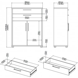 Prima Bookcase - Cupboard Dimensions