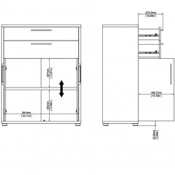 Prima Bookcase - Cupboard Dimensions 2