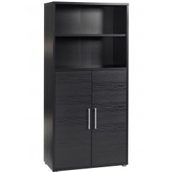 Bookcase 4 Shelves with  2 Doors - Black