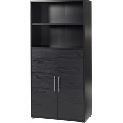 Bookcase 4 Shelves with  2 Doors - Black Angled view