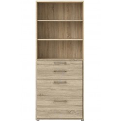 Bookcase  5 Shelves with 2 Drawers & 2 File Drawers  - Oak Front View