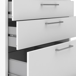 Bookcase  4 Shelves with 2 Drawers & 2 File Drawers - White Drawer Front  Detail Open