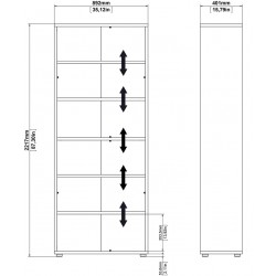 Prima Bookcase  5 Shelves - Dimensions
