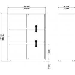 Prima Bookcase 2 Shelves - Dimensions
