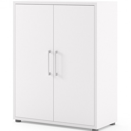 Prima Bookcase 2 Shelves with 2 Doors - White angled view