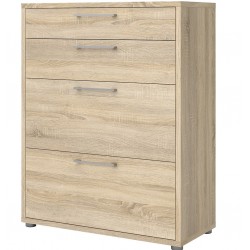 Prima Four Drawer Cabinet - Oak Angled View