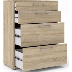 Prima Four Drawer Cabinet - Oak Open