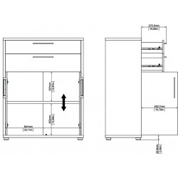 Prima Two Drawer & Two Door Cabinet - Dimensions 1