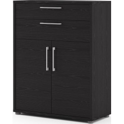 Prima Two Drawer & Two Door Cabinet - Black Angled View