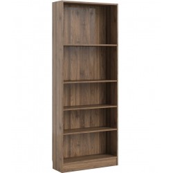 Tring Tall Wide Bookcase in walnut finish, white background