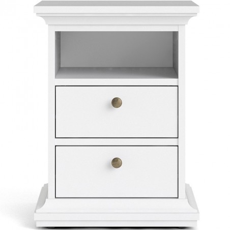 Marlow Bedside Cabinet in white, Front view