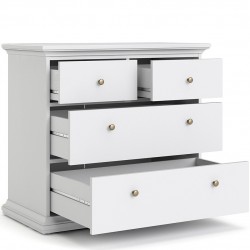 Marlow Chest of Drawers in white, Open Drawers