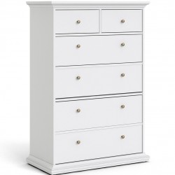Marlow Chest of 6 Drawers in white, white background