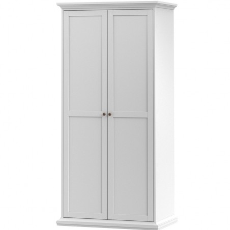 Marlow 2 Door Wardrobe in white, angled View
